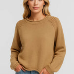 VESNA | SOFT ROUND-NECK KNIT SWEATER WITH SHOULDER DETAIL