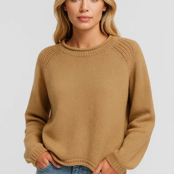 VESNA | SOFT ROUND-NECK KNIT SWEATER WITH SHOULDER DETAIL