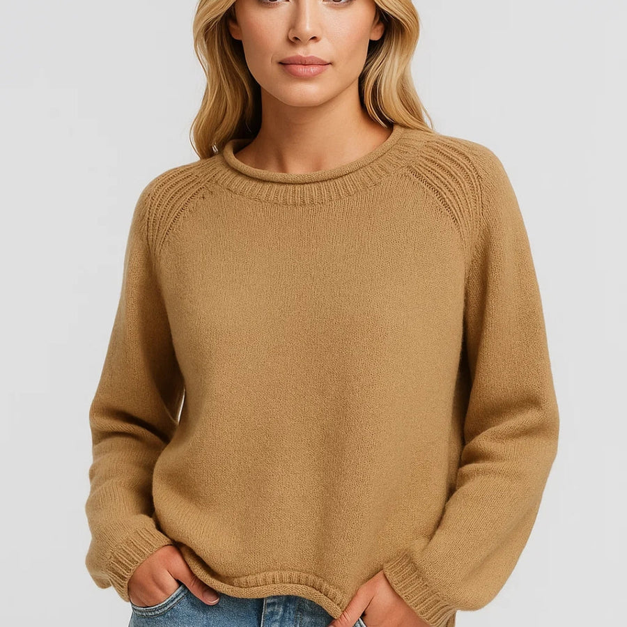 VESNA | SOFT ROUND-NECK KNIT SWEATER WITH SHOULDER DETAIL