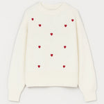 ROMILLY | WHITE SWEATER WITH RED HEART PATTERN