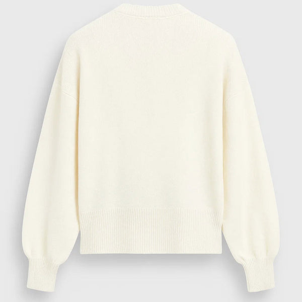 ROMILLY | WHITE SWEATER WITH RED HEART PATTERN