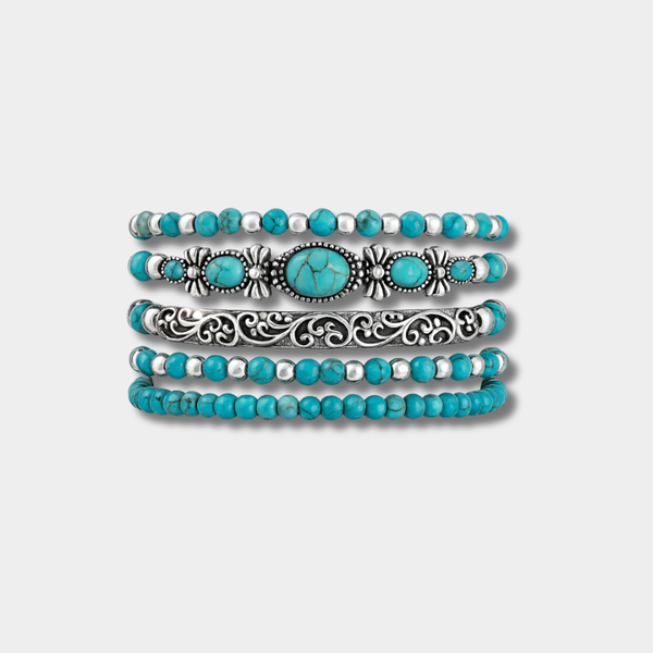 Caroline – Boho Bracelet Set with Turquoise Beads