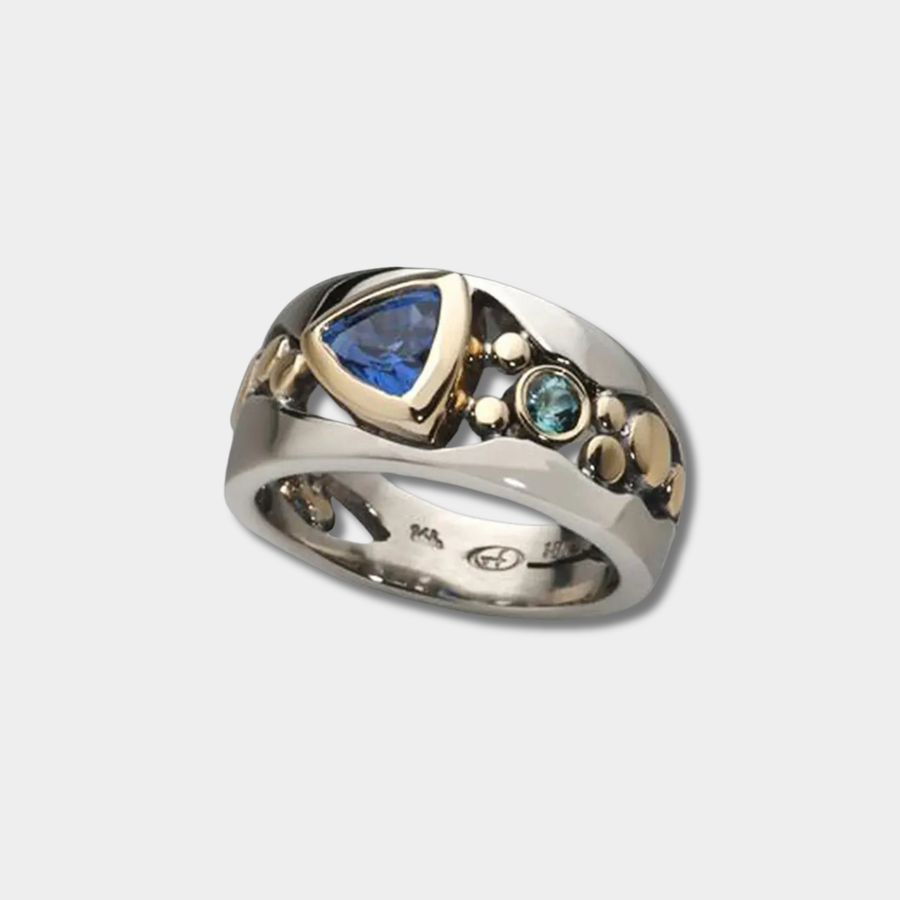 Leonie – Anello vintage con cristallo blu