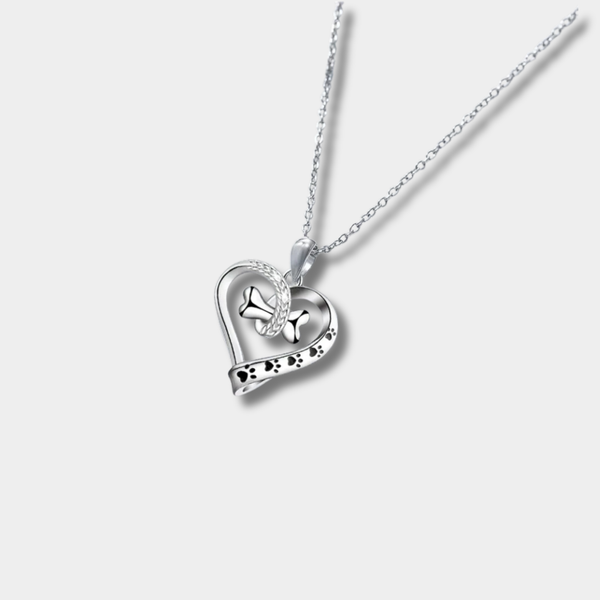 Kamila - 2-piece jewelry set with paw, heart and bone pendants