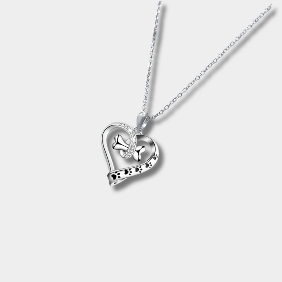 Kamila - 2-piece jewelry set with paw, heart and bone pendants