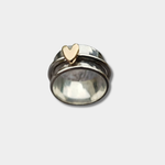 Josephine - Vintage gold heart silver ring