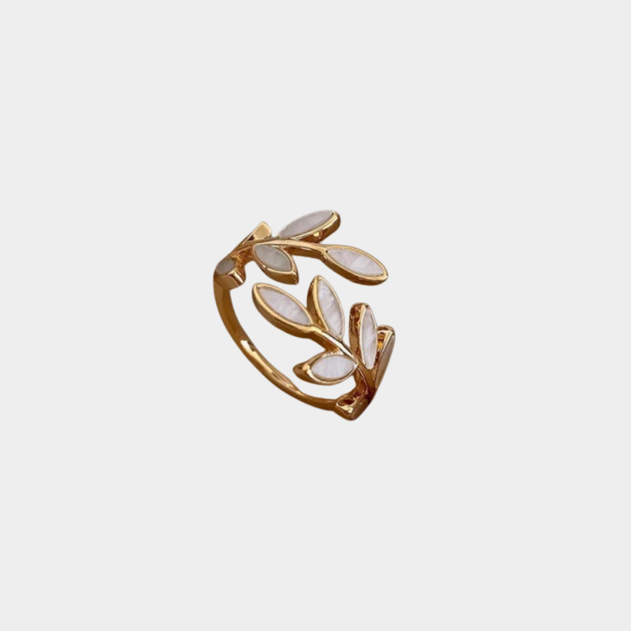 Anello regolabile con opale bianco e oro