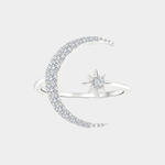 Anello in argento a luna e stelle