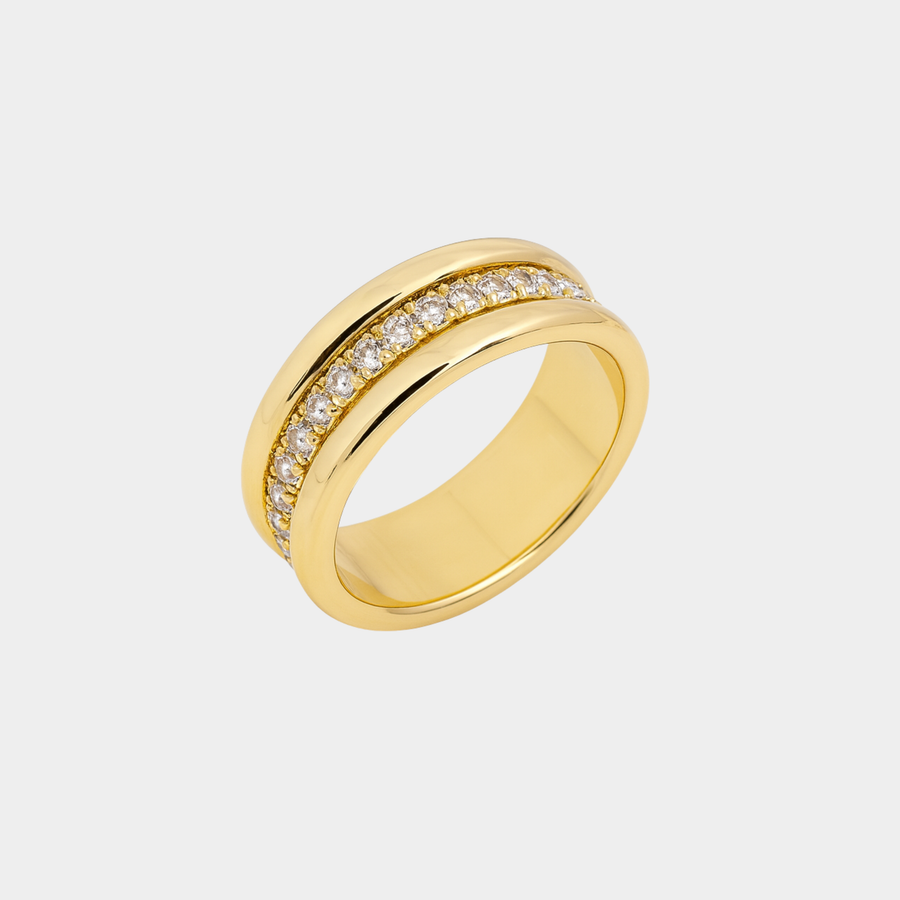 Anello elegante in zirconio con doppio inserto