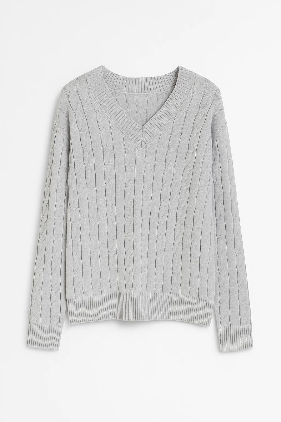 SUNNIVA | V-NECK CABLE-KNIT SWEATER