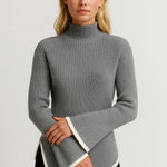 AUREOLE | FLARED-SLEEVE TURTONLECK KNIT SWEATER