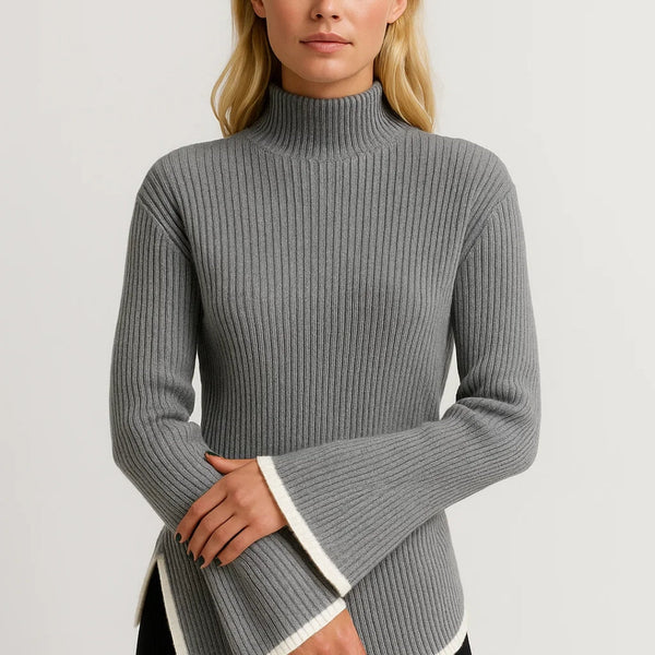 AUREOLE | FLARED-SLEEVE TURTONLECK KNIT SWEATER