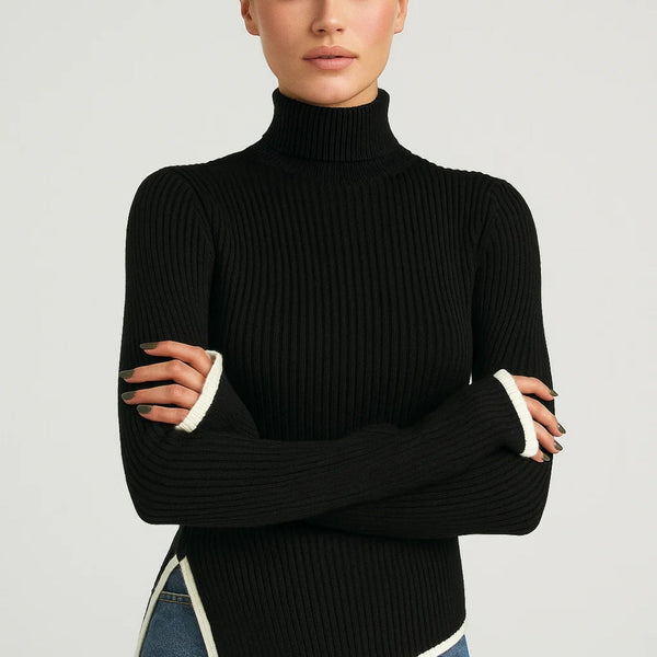 AUREOLE | FLARED-SLEEVE TURTONLECK KNIT SWEATER