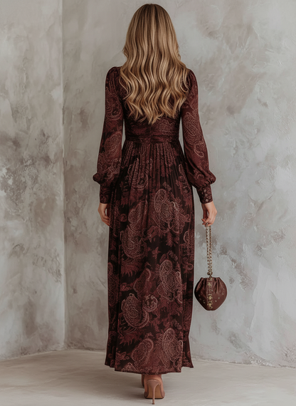 ELOISE | PAISLEY ZIP-WAIST MAXI DRESS