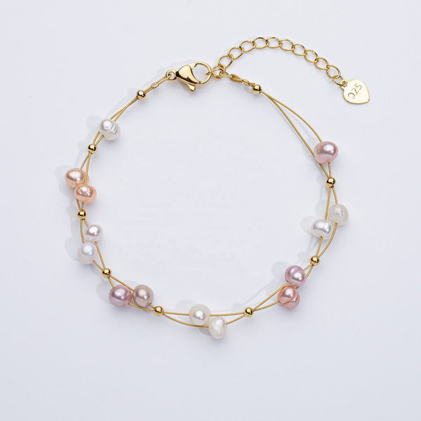 Marlene – Gold Bracelet with Single Pearl Accents