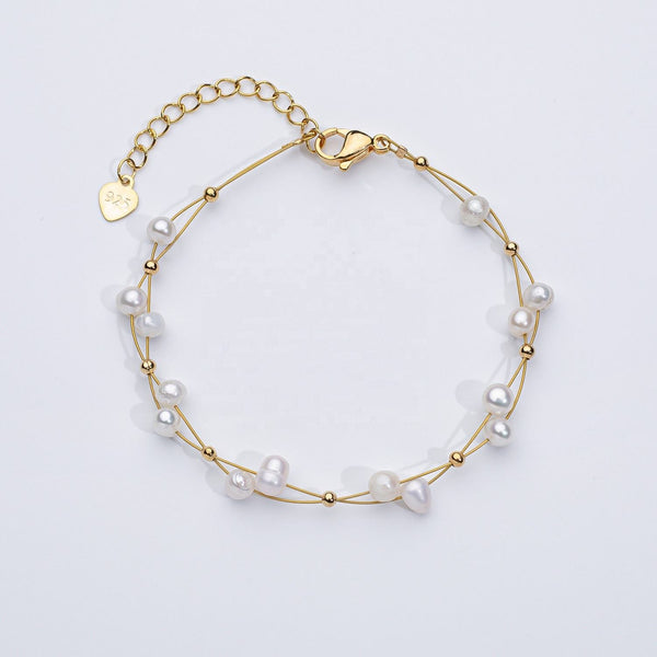 Marlene – Gold Bracelet with Single Pearl Accents