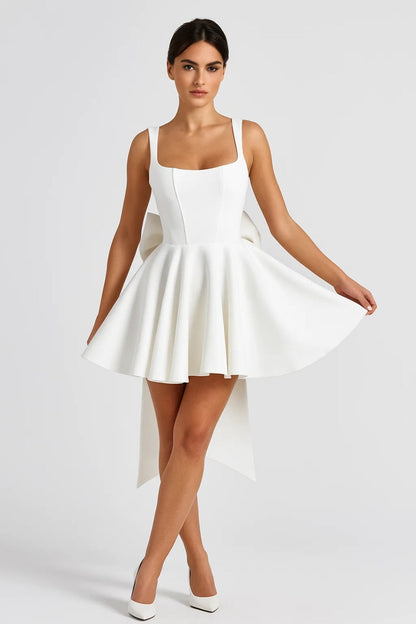 EIRLYS | SQUARE-NECK MINI DRESS WITH BACK BOW