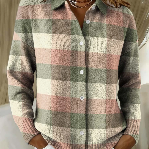 NOELIA™ - CHECKERED HOODIE BLOUSE