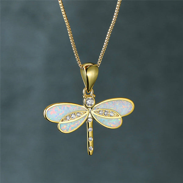 Collier dorato a farfalla con opale