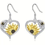 Orecchini vintage Boho a cuore con girasole e ape