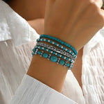 Caroline – Boho Bracelet Set with Turquoise Beads