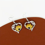 Orecchini vintage Boho a cuore con girasole e ape