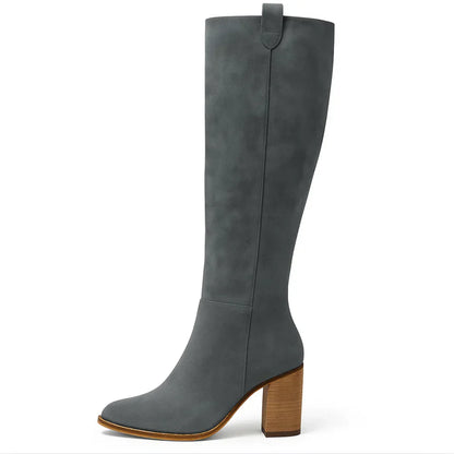 SUEVIRA™ | SUEDE BLOCK HEEL BOOTS