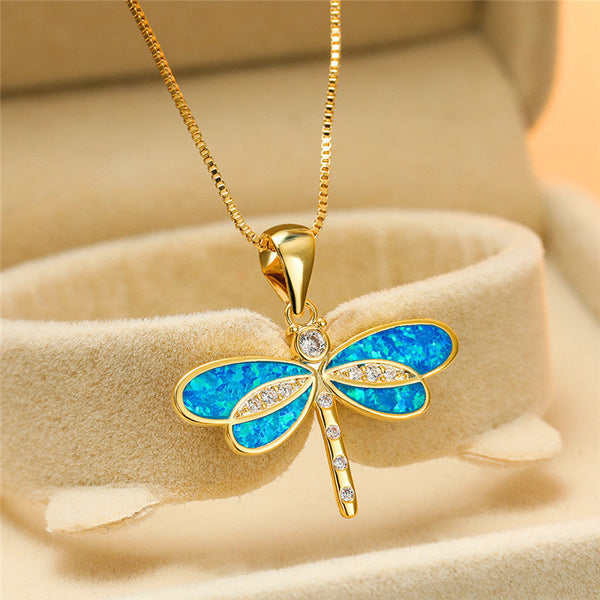 Collier dorato a farfalla con opale