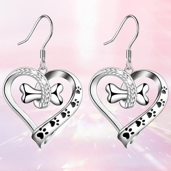 Kamila - 2-piece jewelry set with paw, heart and bone pendants
