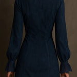 EUDORA VINTAGE BLUE SUEDE LACE TRIM MINI DRESS