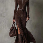 MARIEL | TAILORED SUEDE-LOOK DRESS