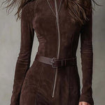 MARIEL | TAILORED SUEDE-LOOK DRESS