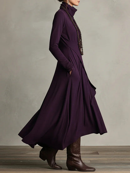 Irene | High-neck Asymmetrical Pleated Dress