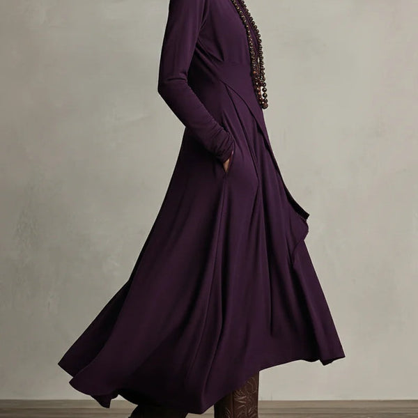 Irene | High-neck Asymmetrical Pleated Dress