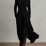 Irene | High-neck Asymmetrical Pleated Dress