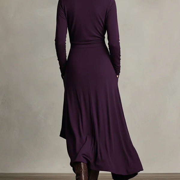 Irene | High-neck Asymmetrical Pleated Dress