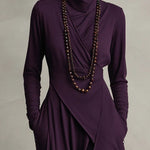 Irene | High-neck Asymmetrical Pleated Dress