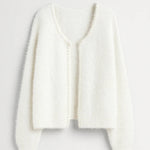 SASKIA | SOFT OPEN-FRONT PEARL-DETAIL CARDIGAN