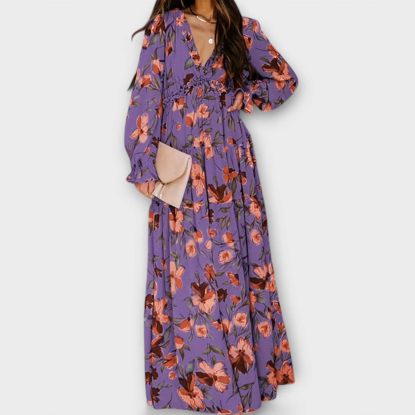 MAYA | FLORAL V-NECK MAXI DRESS