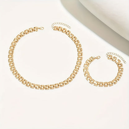 SQUARE BUCKLE NECKLACE & BRACELET SET