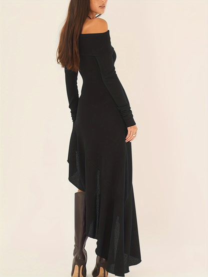 SOERAHA | OFF THE SHOULDER BODYCON DRESS WITH RUFFLE DETAILS