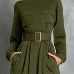 IVEY | OLIVE GREEN A-LINE DRESS