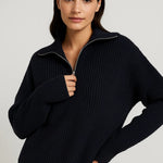 FFION | WAFFLE-KNITIP-COLLAR SWEATER