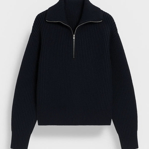 FFION | WAFFLE-KNITIP-COLLAR SWEATER