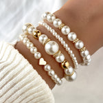 PEARL HEART BRACELET SET