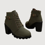 TESSA – LACE-UP MID-HEEL ANKLE BOOTS