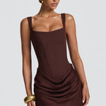 CORNELIA | PLUM BROWN MINI DRESS