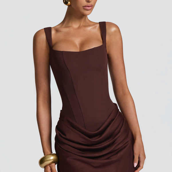 CORNELIA | PLUM BROWN MINI DRESS