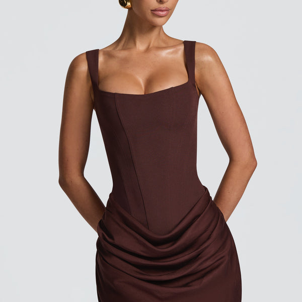CORNELIA | PLUM BROWN MINI DRESS