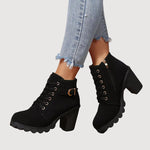 TESSA – LACE-UP MID-HEEL ANKLE BOOTS
